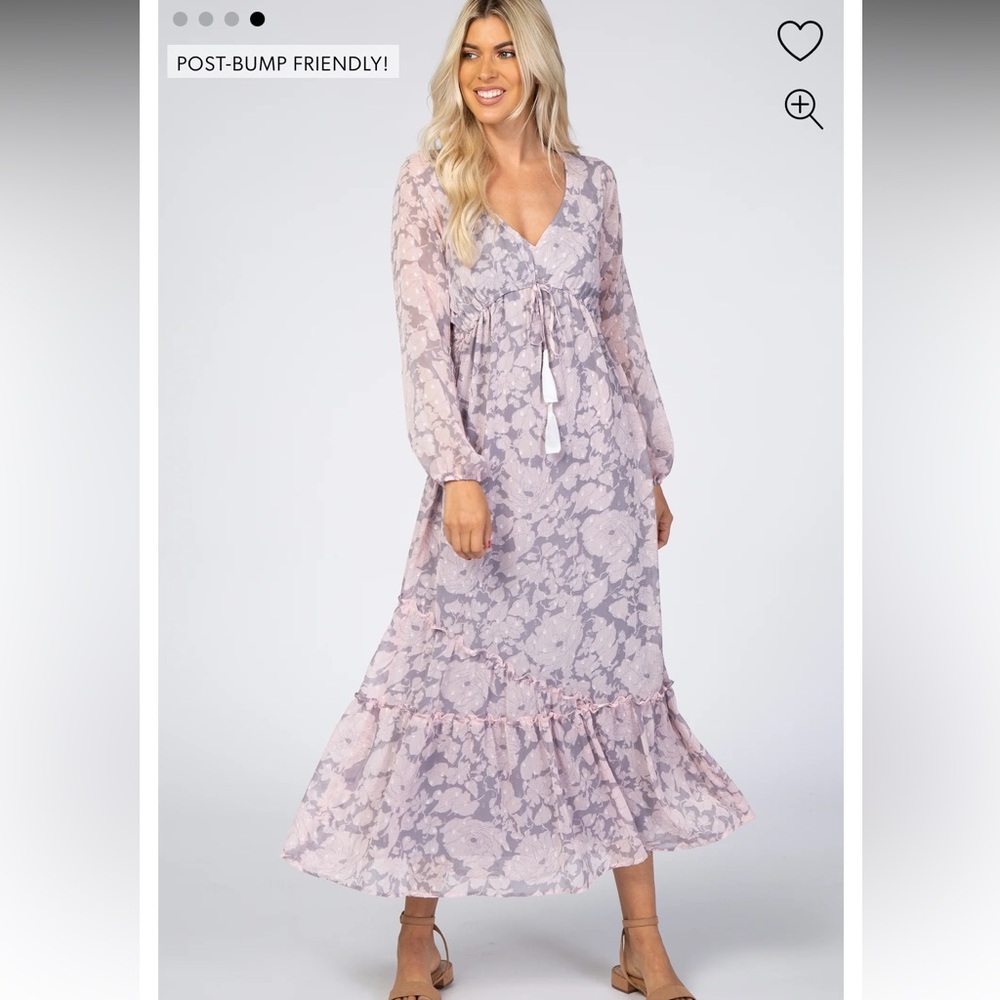 Lovestitch Gray Floral chiffon maxi dress